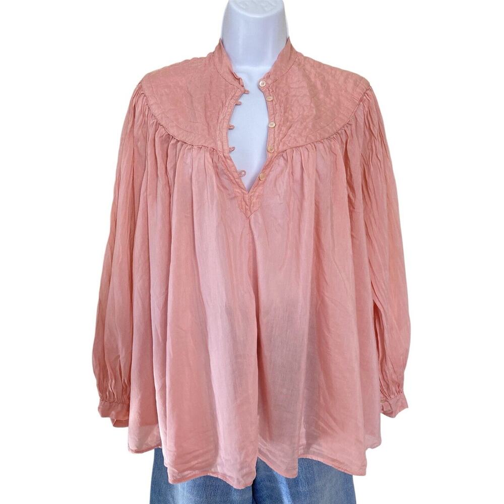 Forte Forte Italy Silk Cotton Rose Pink Boho Hippie Poet Blouse Size 0 / Small